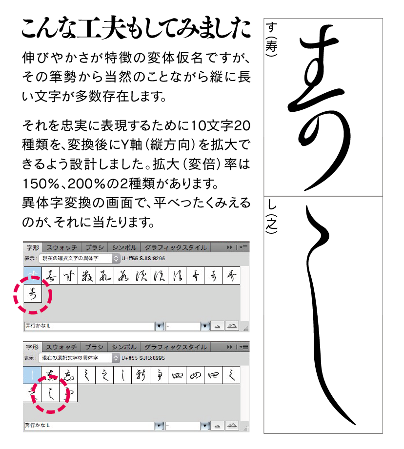 奔行かなStd-Lの変体仮名の出しかた こんな工夫もしてみました 印字見本1