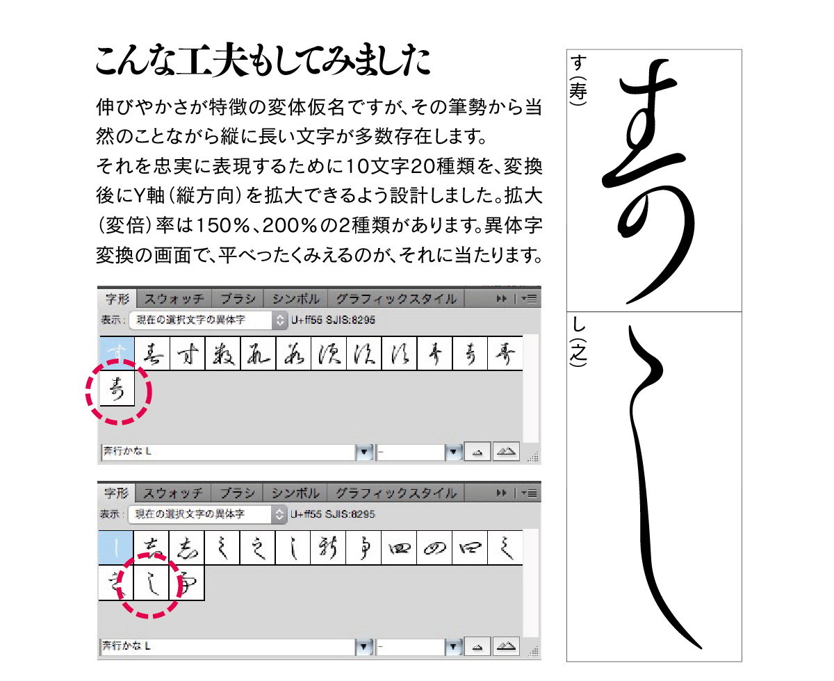 奔行かなStd-Lの変体仮名の出しかた こんな工夫もしてみました 印字見本1