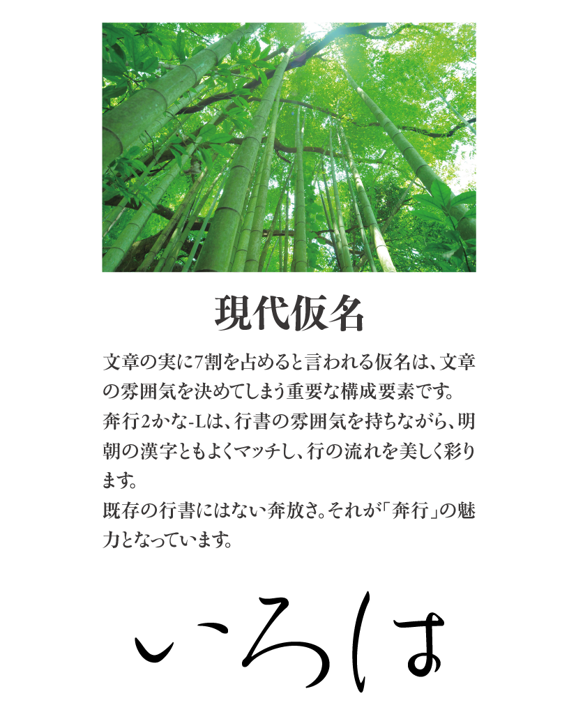 奔行2かな-Lの特長 説明文：現代仮名
