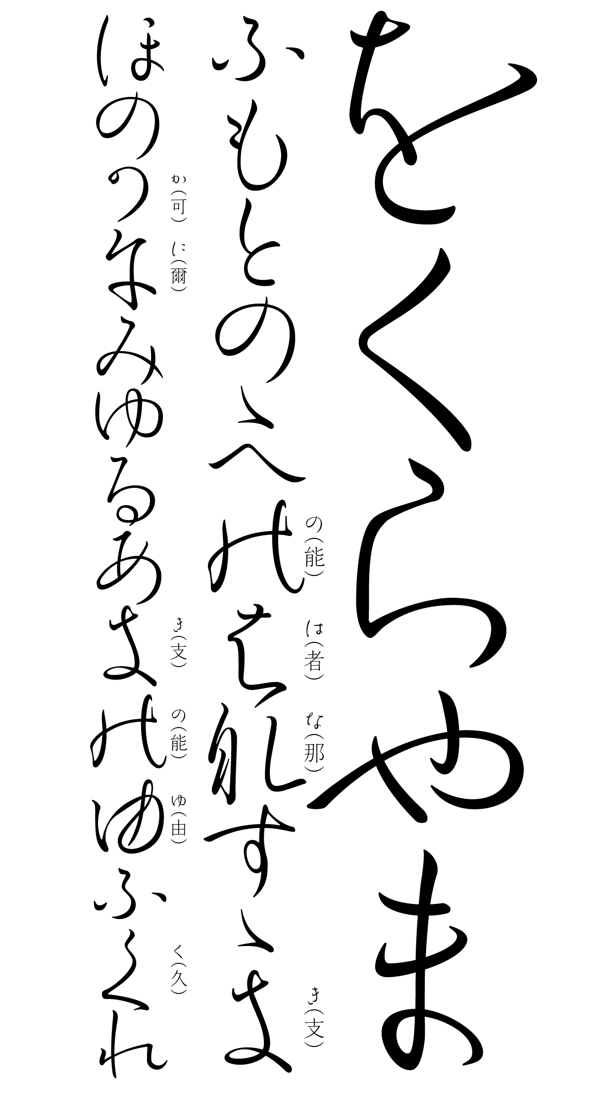 奔行2かな-Lの変体仮名の出しかた 印字見本
