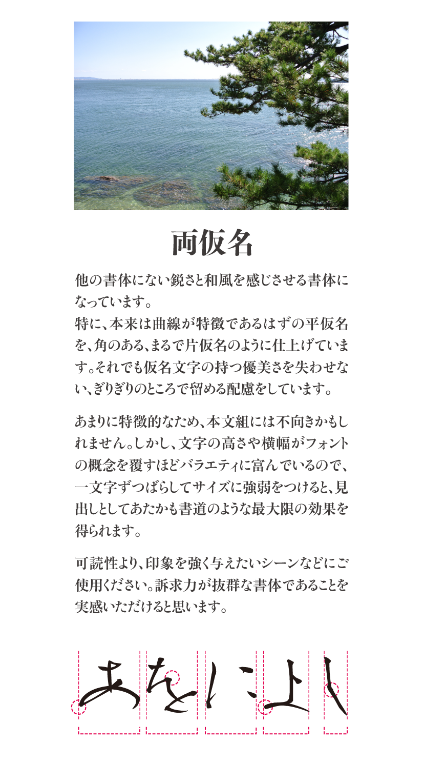 松葉かなStd-Lの特長 説明文：両仮名