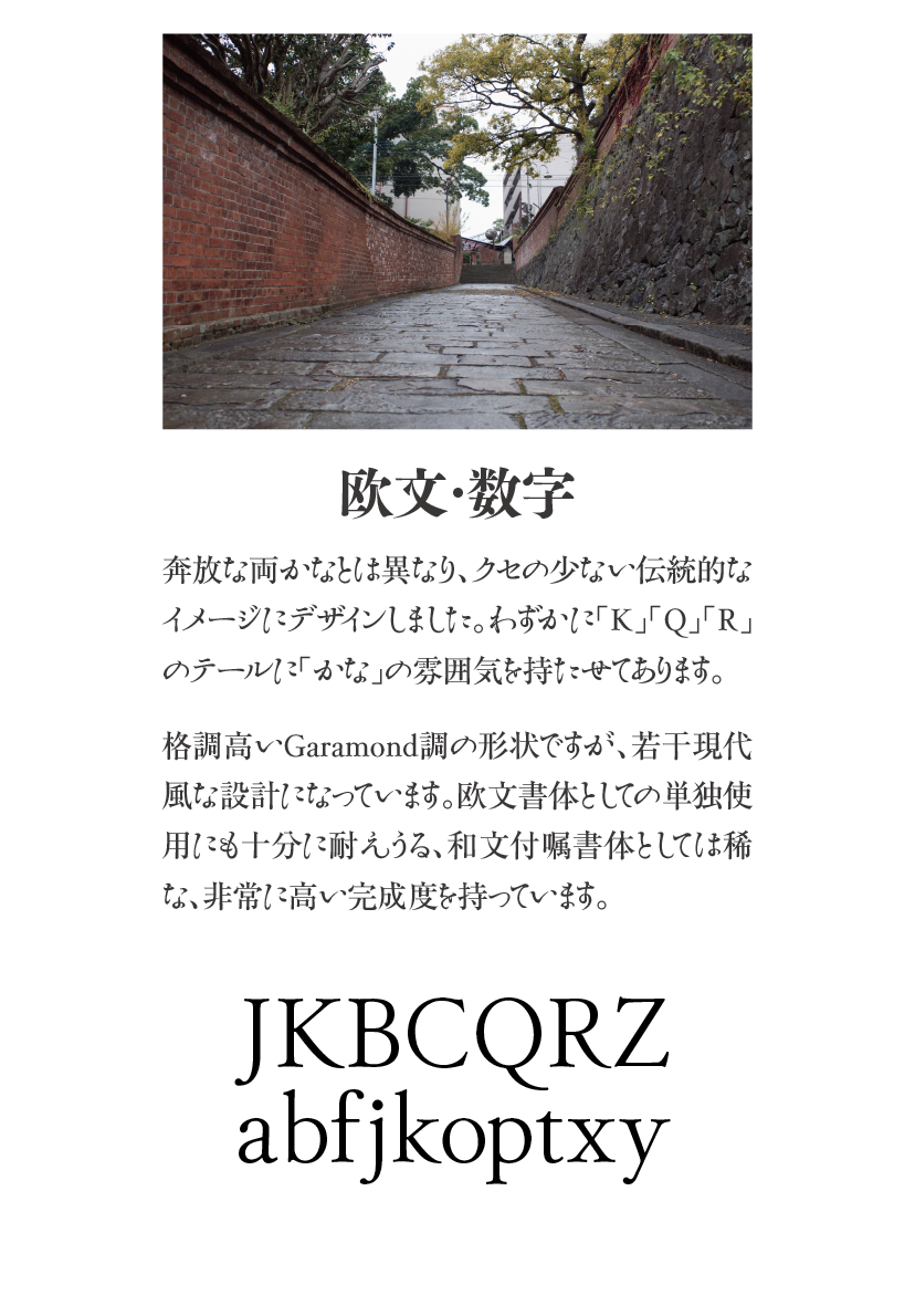 清明かなファミリーの特長 説明文：欧文・数字