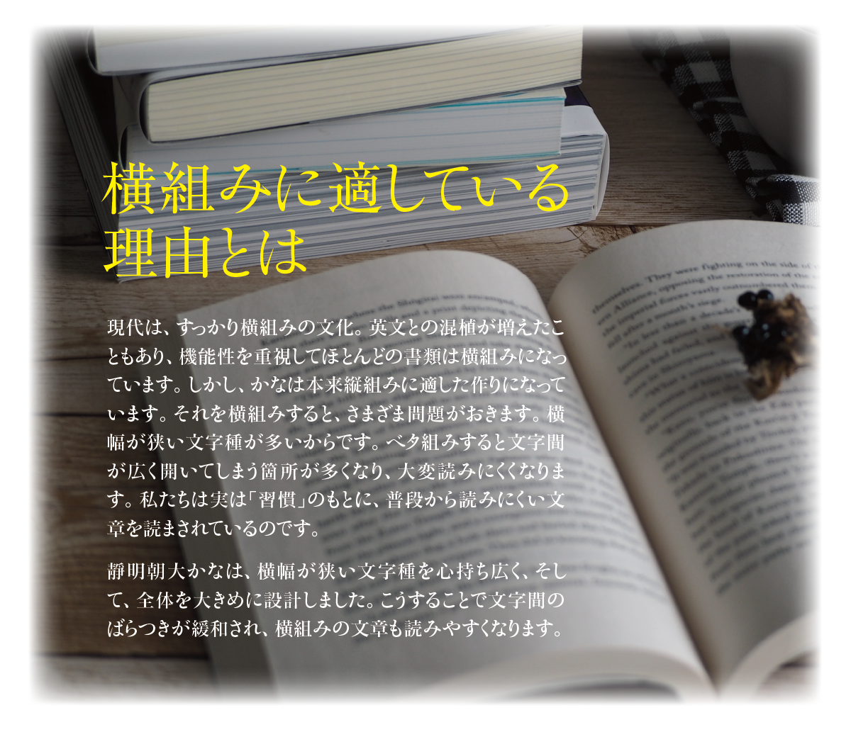 靜明朝大かなファミリーの特長 説明文：設定