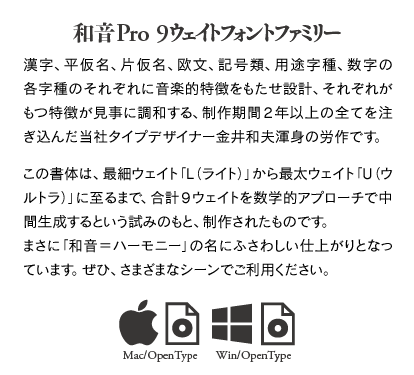 和音Pro/和音TTF 9 Weights Font Family 説明文