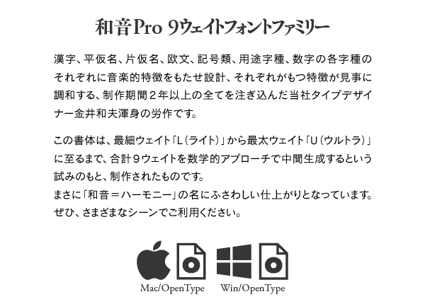 和音Pro/和音TTF 9 Weights Font Family 説明文